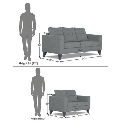 Adorn India Hallton Tufted 3-2 Five Seater Sofa Set (Grey) (3 Year Warranty)