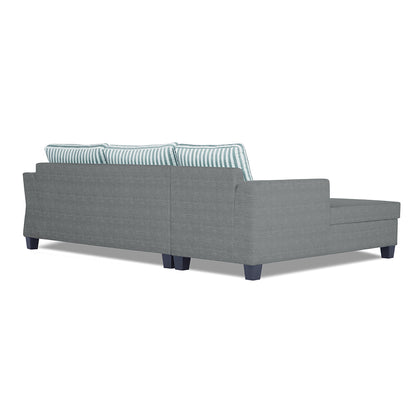 Adorn India Valencia Plus L Shape 6 Seater Sofa Set Stripes (Left Hand Side) (Grey)