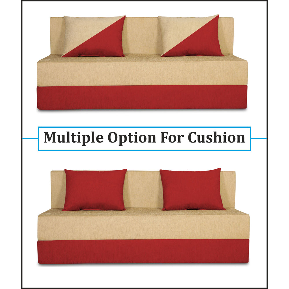 Adorn India Easy Desmond 3 Seater Sofa Cum Bed 5 x 6 (Red & Beige) (1 Year Warranty)