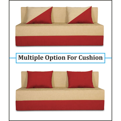 Adorn India Easy Desmond 3 Seater Sofa Cum Bed 5 x 6 (Red & Beige) (1 Year Warranty)