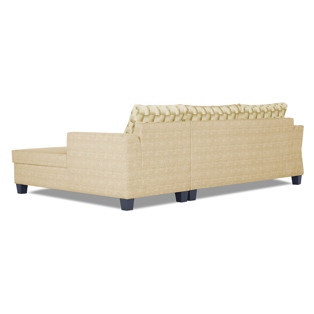 Adorn India Valencia Plus Bricks L Shape 6 Seater Sofa Set (Right Hand Side) (Beige)