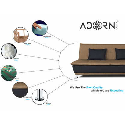 Adorn India Exclusive Two Tone Arden 4 Seater Sofa Cum Bed 4 x 6 (Camel & Black) (3 Year Warranty)