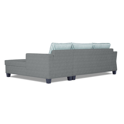 Adorn India Valencia Plus L Shape 6 Seater Sofa Set Stripes (Right Hand Side) (Grey)