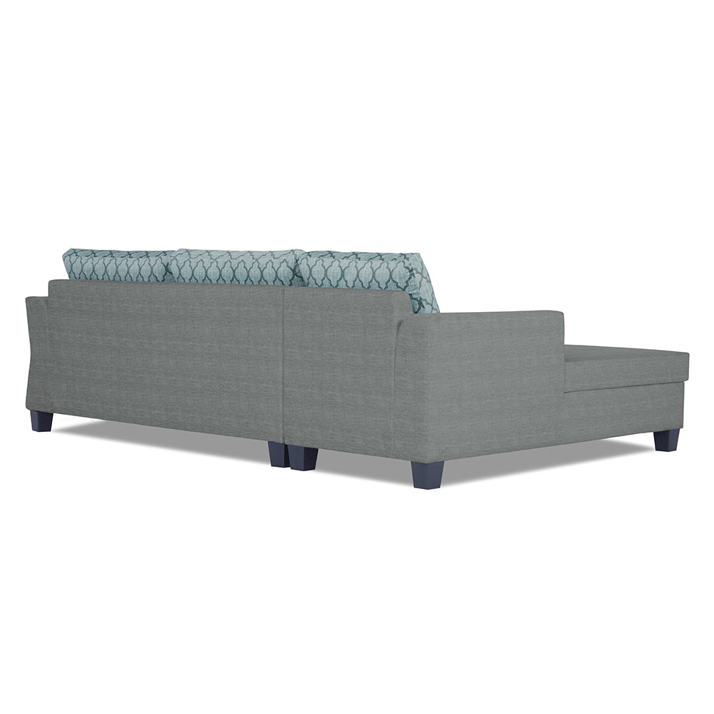 Adorn India Valencia Plus L Shape 6 Seater Sofa Set Blossom (Left Hand Side) (Grey)