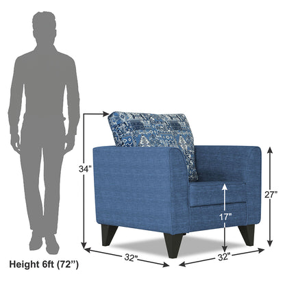 Adorn India Sheldon Crafty 1 Seater Sofa (Blue)