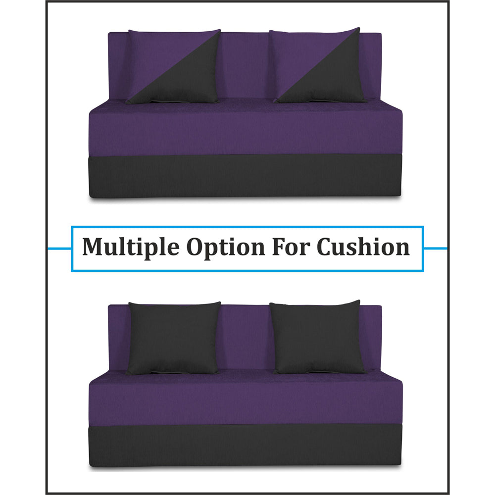 Adorn India Easy Desmond 2 Seater Sofa Cum Bed 4 x 6 (Purple & Black) (3 Year Warranty)