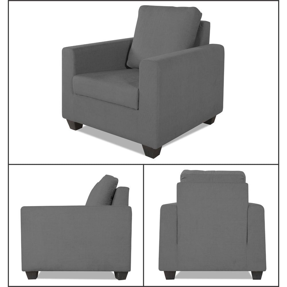 Adorn India Wood Russell 3-1-1 Five Seater Sofa Set (Grey)