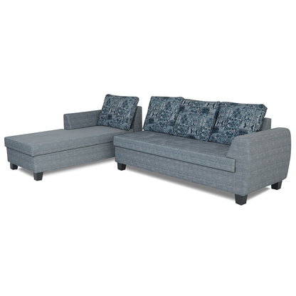 Adorn India Raiden Crafty L Shape 6 Seater Sofa Set with Center Table (Left Hand Side) (Grey) (3 Year Warranty)
