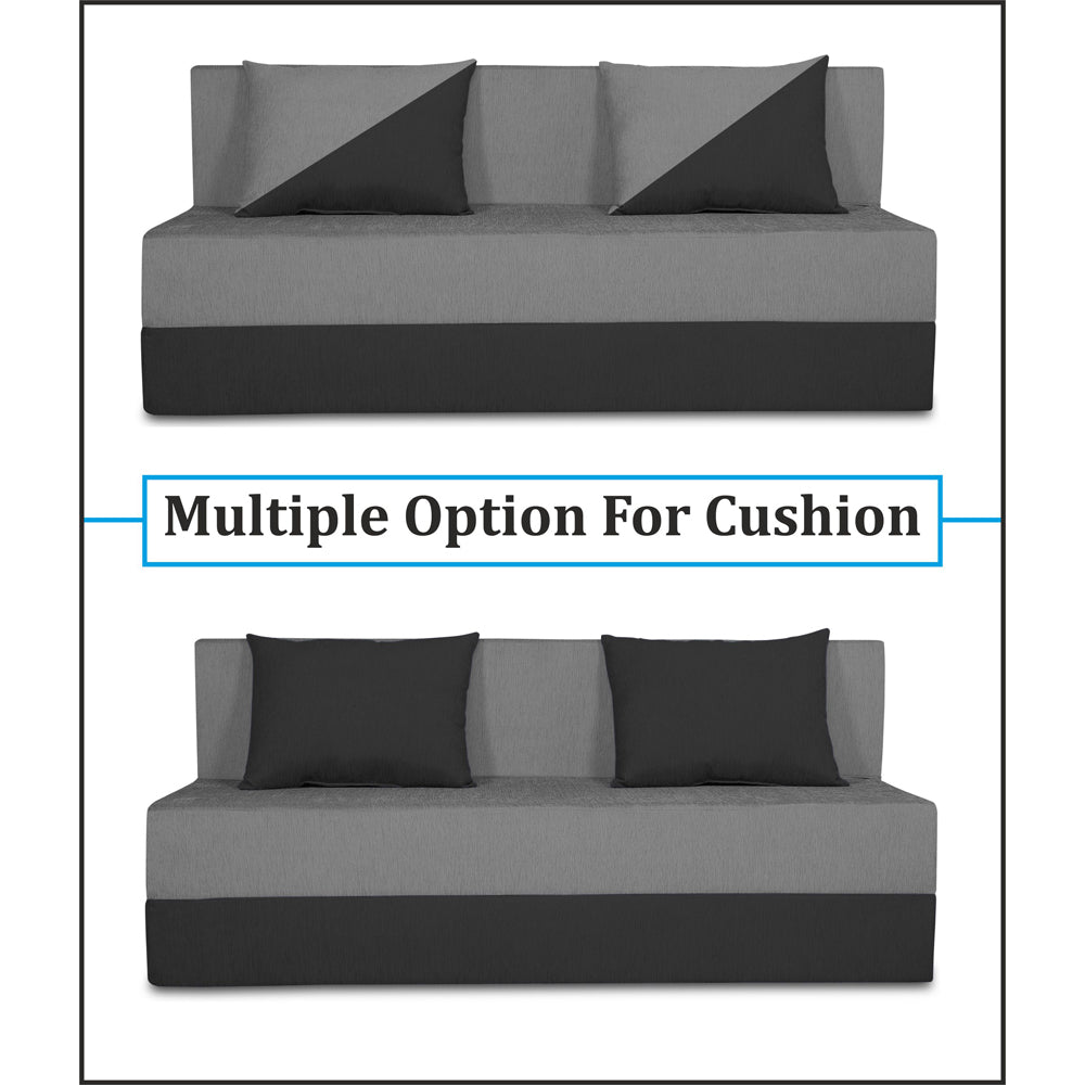 Adorn India Easy Desmond 3 Seater Sofa Cum Bed 5 X 6 (Grey & Black) (1 Year Warranty)