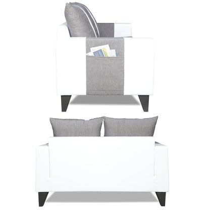 Adorn India Ashley Stripes Leatherette Fabric 2 Seater Sofa (Grey & White) (3 Year Warranty)