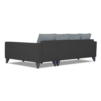 Adorn India Beetle Plus Leaf L Shape 6 Seater Sofa Set (Right Hand Side)(Black & Grey) (3 Year Warranty)