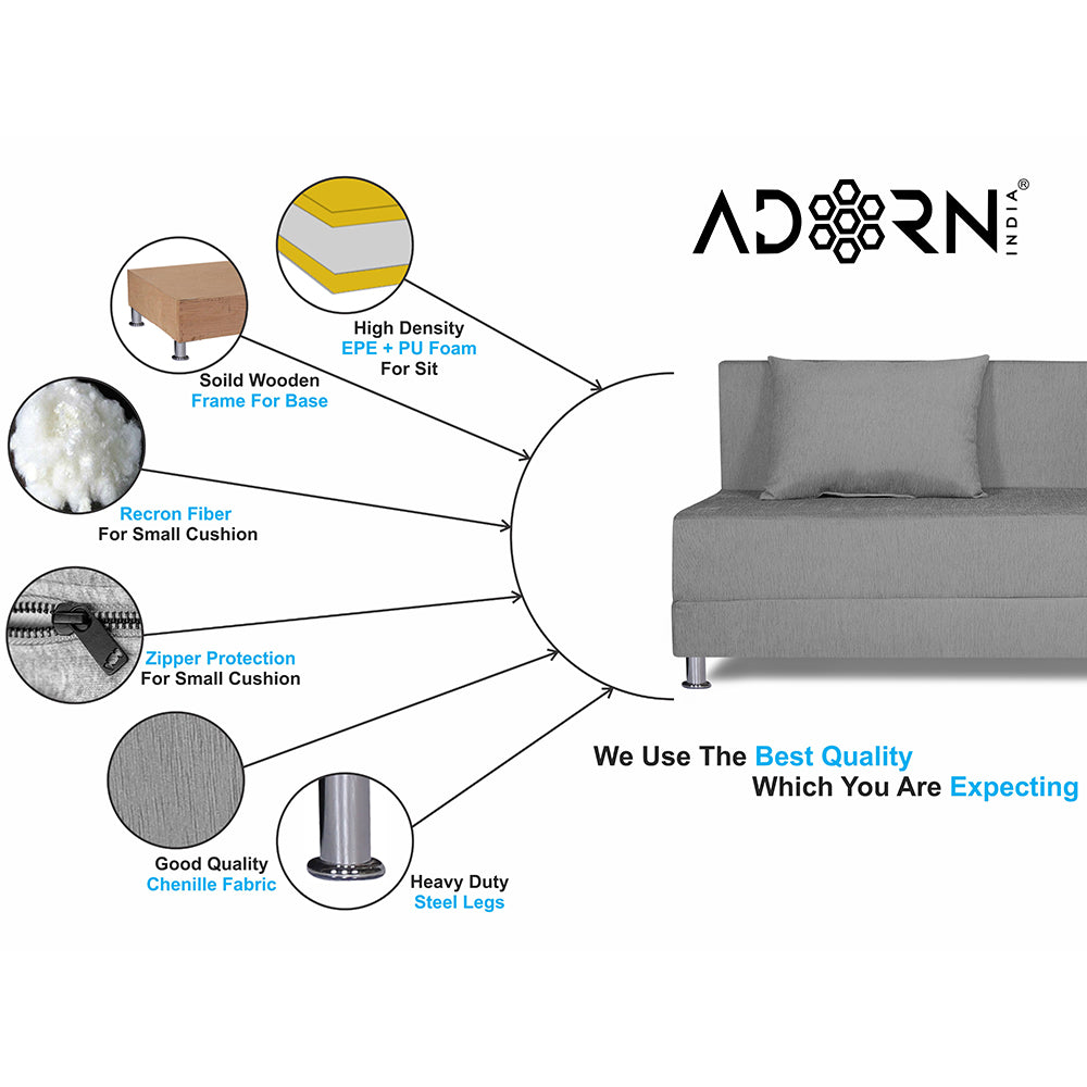 Adorn India Foam Easy Alyn Plus Decent 4 Seater Sofa Cum Bed (6X6) (Grey)(1 Year Warranty)