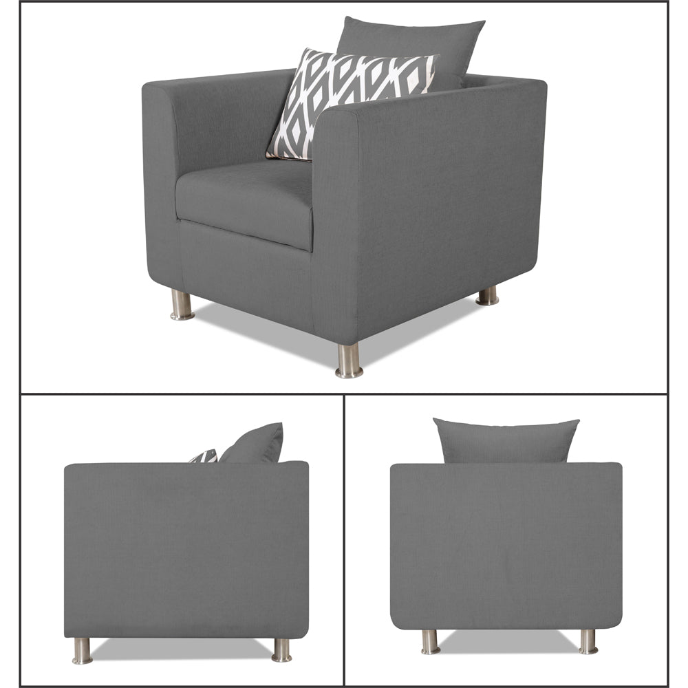Adorn India Poland 3-1-1 Five Seater Sofa Set (Grey)