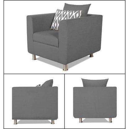 Adorn India Poland 3-1-1 Five Seater Sofa Set (Grey)