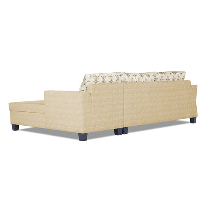 Adorn India Valencia Plus L Shape 6 Seater Sofa Set Leaf (Right Hand Side) (Beige)