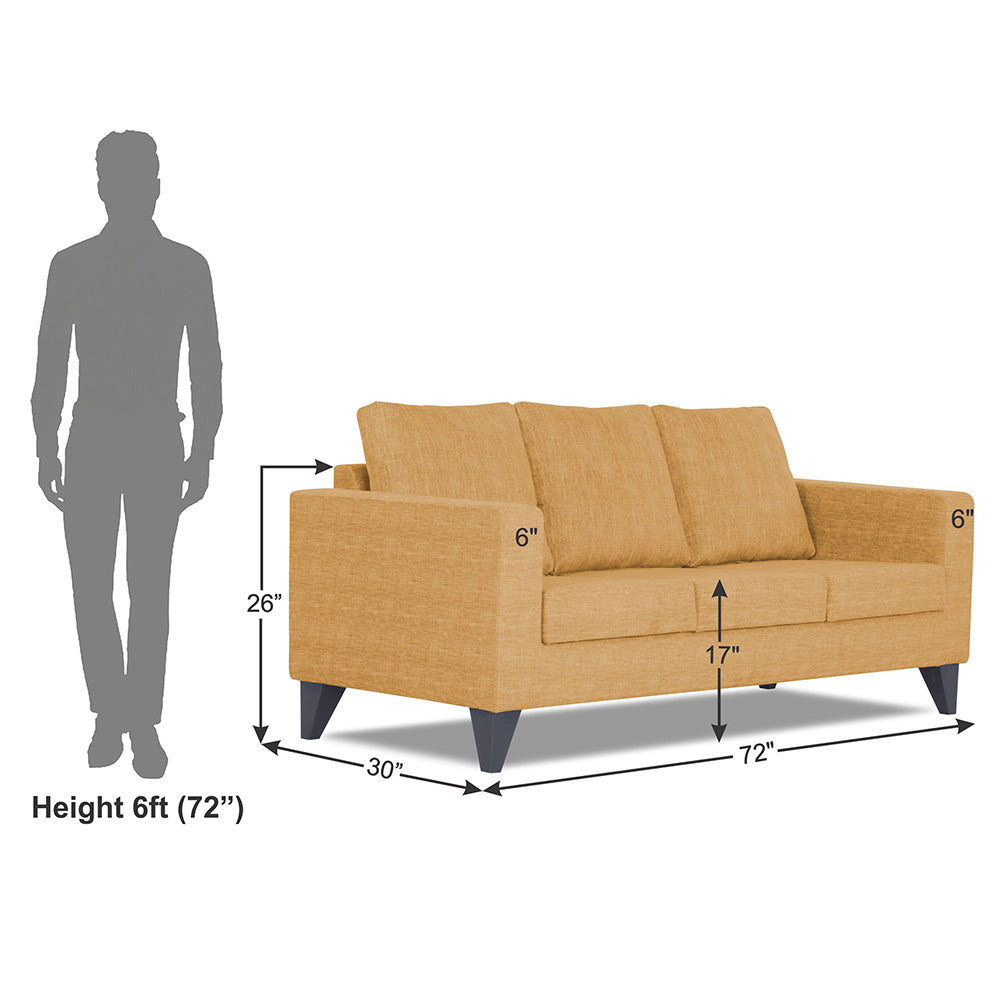 Adorn India Straight Line Plus Decent 3 Seater Sofa (Beige) (3 Year Warranty)