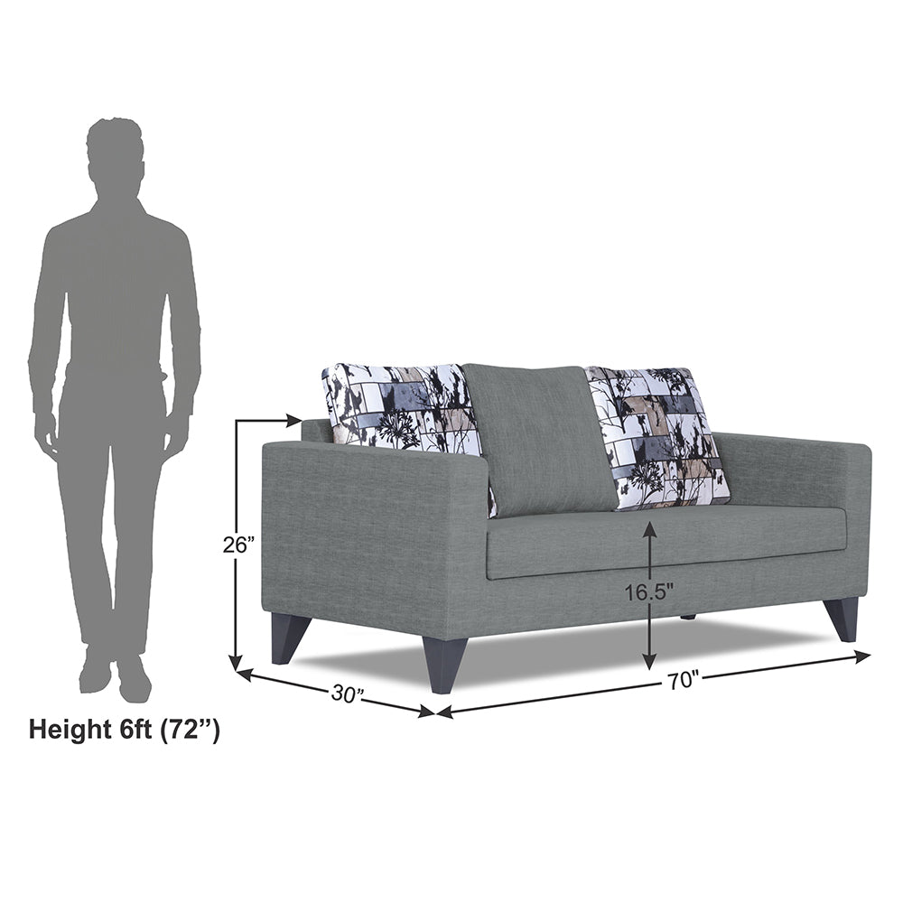Adorn India Hallton Digitel Print Cushion 3 Seater Sofa (Grey) (3 Year Warranty)
