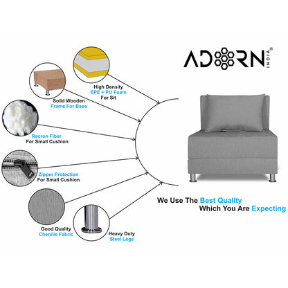 Adorn India Easy Alyn Plus Decent 1 Seater Sofa Cum Bed (2.5x6) (Grey) (1 Year Warranty)