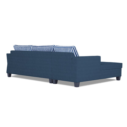 Adorn India Valencia Plus L Shape 6 Seater Sofa Set Stripes (Left Hand Side) (Blue)