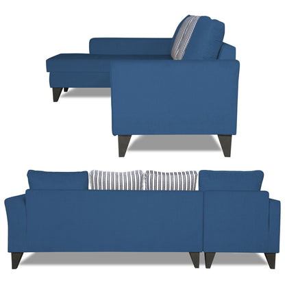 Adorn India Maddox L Shape Left Hand Side Stripes 6 Seater Sofa Set (Blue) (3 Year Warranty)