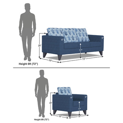 Adorn India Straight line Plus Leaf 3+1+1 5 Seater Sofa Set (Blue)(3 Year Warranty)