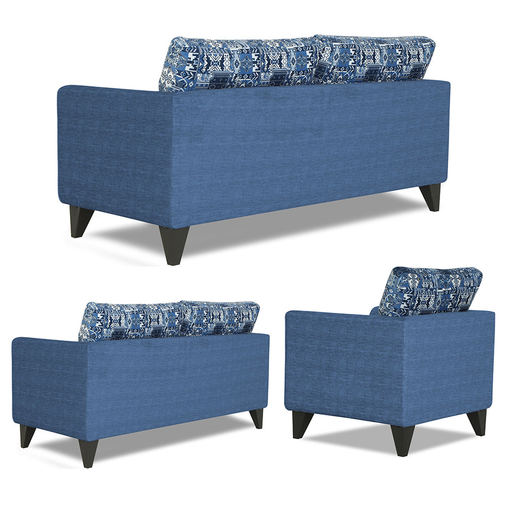 Adorn India Sheldon Crafty 3+2+1 6 Seater Sofa Set with Centre Table (Blue)