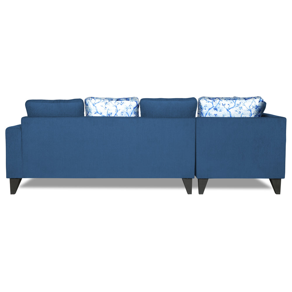 Adorn India Bryson L Shape 6 Seater Sofa Set Digitel Print (Left Hand Side) (Blue) (3 Year Warranty)