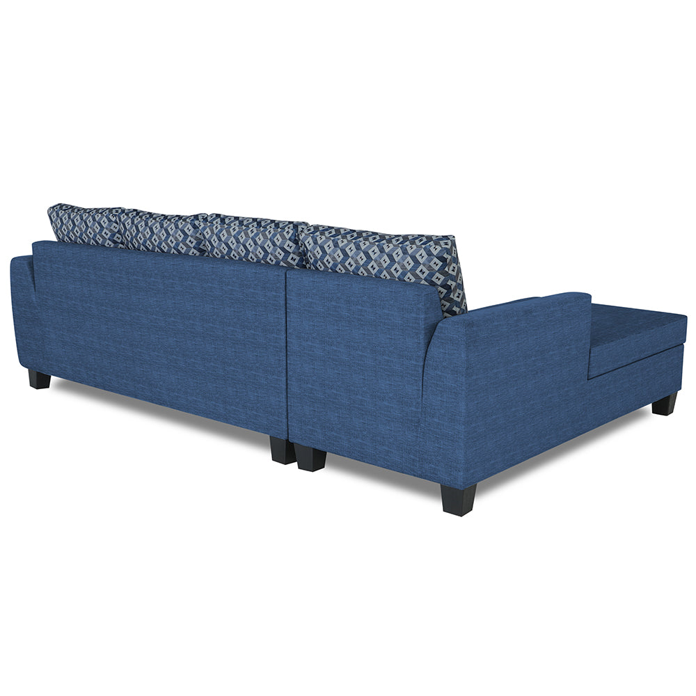 Adorn India Raiden Bricks Premium L Shape 6 Seater Sofa Set with Center Table (Left Hand Side) (Blue) (3 Year Warranty)