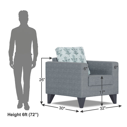 Adorn India Straight line Plus Leaf 1 Seater Sofa (Grey) (3 Year Warranty)