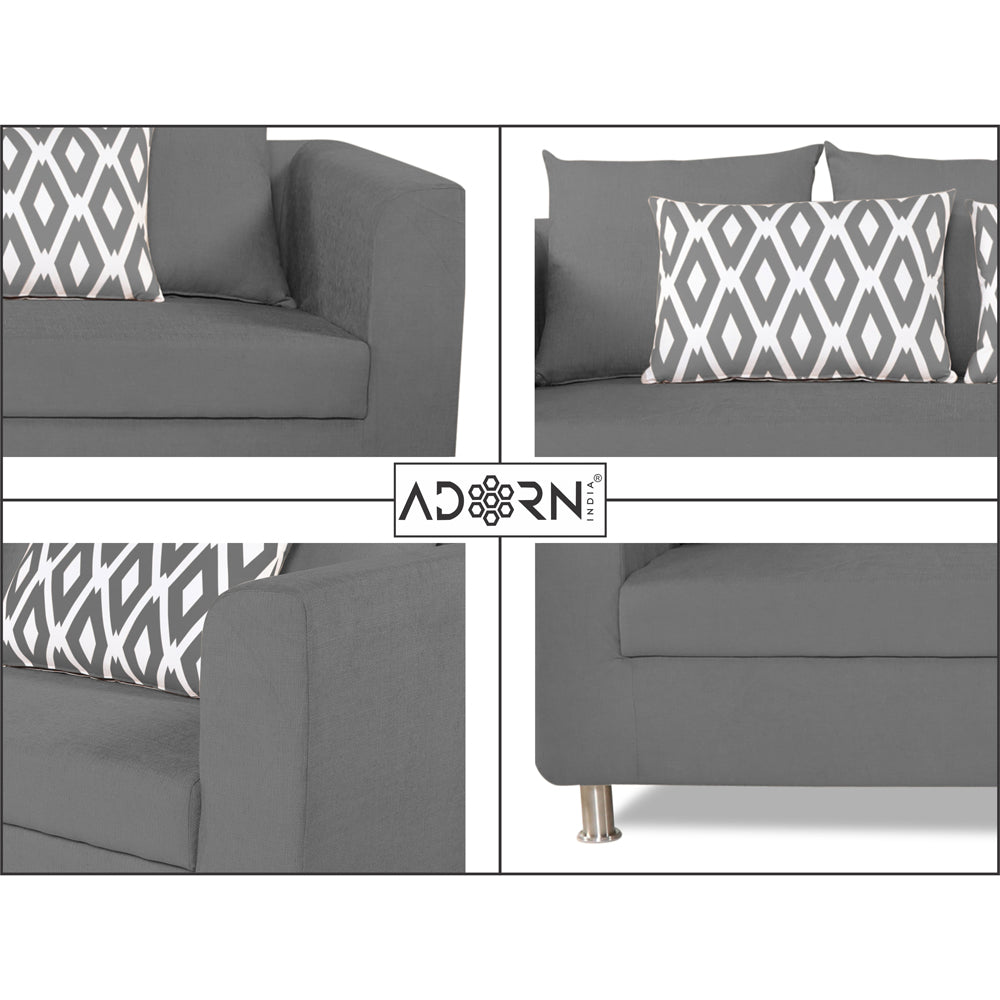Adorn India Poland 3-1-1 Five Seater Sofa Set (Grey)