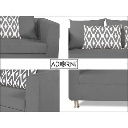 Adorn India Poland 3-1-1 Five Seater Sofa Set (Grey)