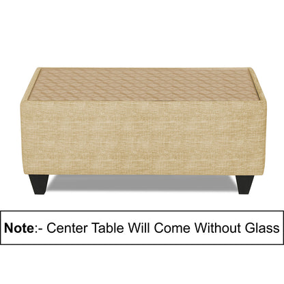 Adorn India Tornado Bricks 3+2+1 6 Seater Sofa Set with Centre Table (Beige)