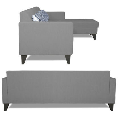 Adorn India Bladen L Shape 5 Seater Sofa Set Floral Print (Right Hand Side) (Grey)