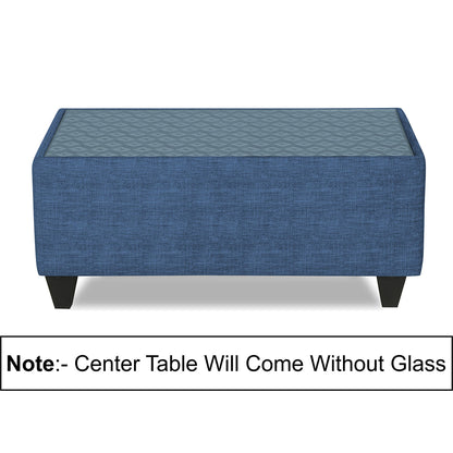 Adorn India Tornado Bricks 3+1+1 5 Seater Sofa Set with Centre Table (Blue)