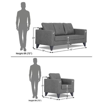 Adorn India Straight line Plus Premium Leatherette Suede 3+1+1 5 Seater Sofa Set (Grey) (3 Year Warranty)