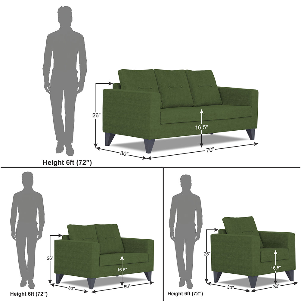 Adorn India Hallton Tufted 3+2+1 6 Seater Sofa Set (Green) (3 Year Warranty)