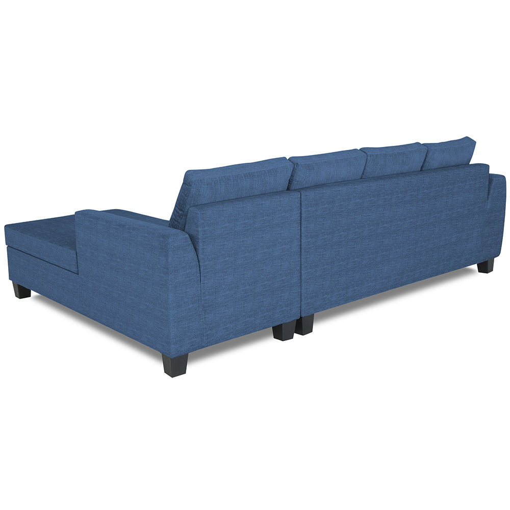 Adorn India Raiden Decent Premium L Shape 6 Seater Sofa Set with Center Table (Right Hand Side) (Blue) (3 Year Warranty)