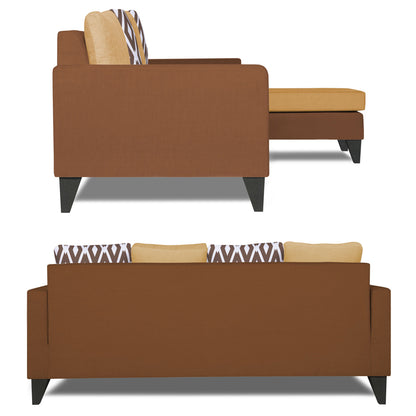 Adorn India Beetle Rhombus L Shape 5 Seater Sofa Set RHS (Brown & Beige) (3 Year Warranty)