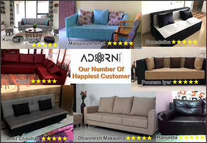 Adorn India Magnum 3 Seater Sofa (Light Grey), Wood, Foam