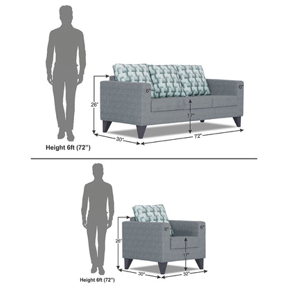 Adorn India Straight line Plus Bricks 3+1+1 5 Seater Sofa Set (Grey) (3 Year Warranty)