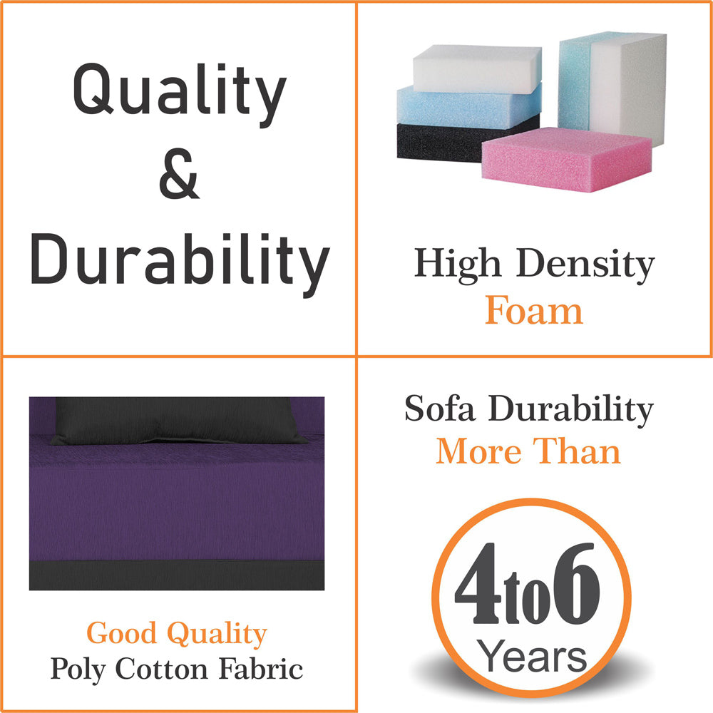 Adorn India Easy Boom 3 Seater Sofa Cum Bed 5 x 6 (Purple & Black) (1 Year Warranty)