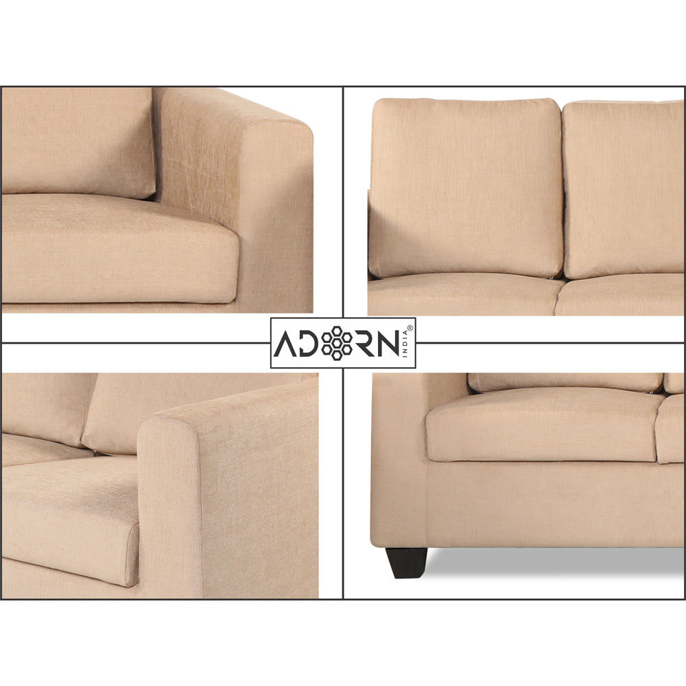Adorn India Wood Russell 3-1-1 Five Seater Sofa Set (Beige)