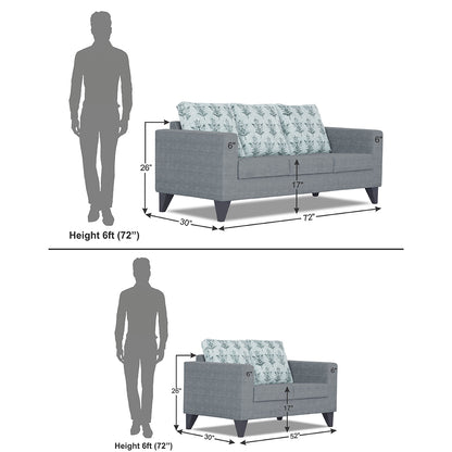 Adorn India Straight line Plus Leaf 3+2 5 Seater Sofa Set (Grey) (3 Year Warranty)