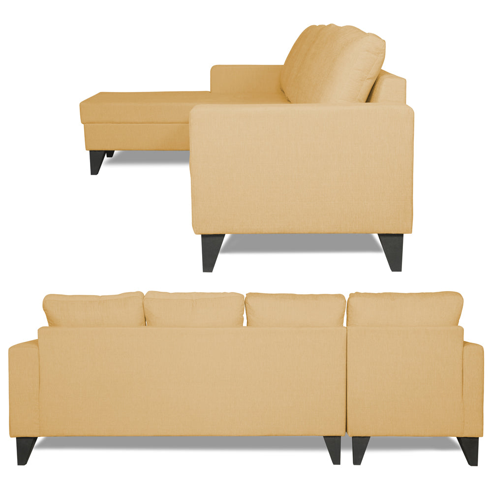 Adorn India Hallton Plain L Shape 6 Seater Sofa Set LHS (Beige) (3 Year Warranty)