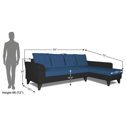 Adorn India Maddox Tufted L Shape 6 Seater Sofa Set RHS (Blue & Black) (3 Year Warranty)
