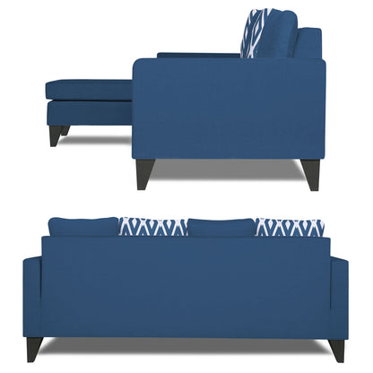 Adorn India Beetle L Shape 5 Seater Sofa Set Rhombus (Left Hand Side) (Blue)