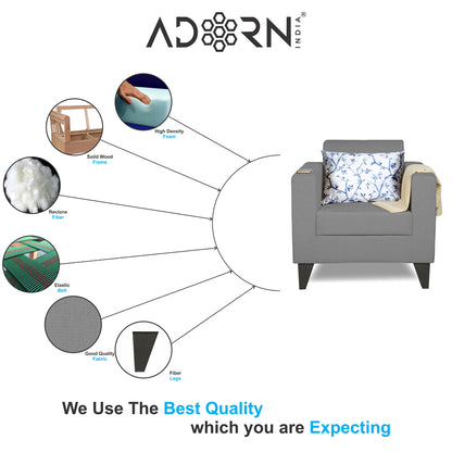 Adorn India Bladen 1 Seater Sofa (Grey)