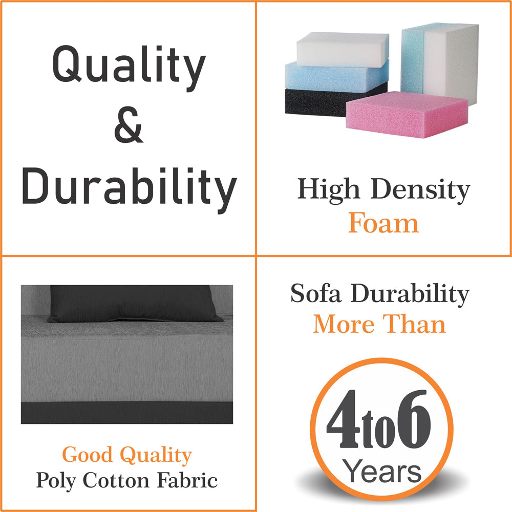 Adorn India Easy Boom 3 Seater Sofa Cum Bed 5 X 6 (Grey & Black) (1 Year Warranty)