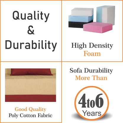 Adorn India Easy Desmond 3 Seater Sofa Cum Bed 5 x 6 (Maroon & Beige) (1 Year Warranty)