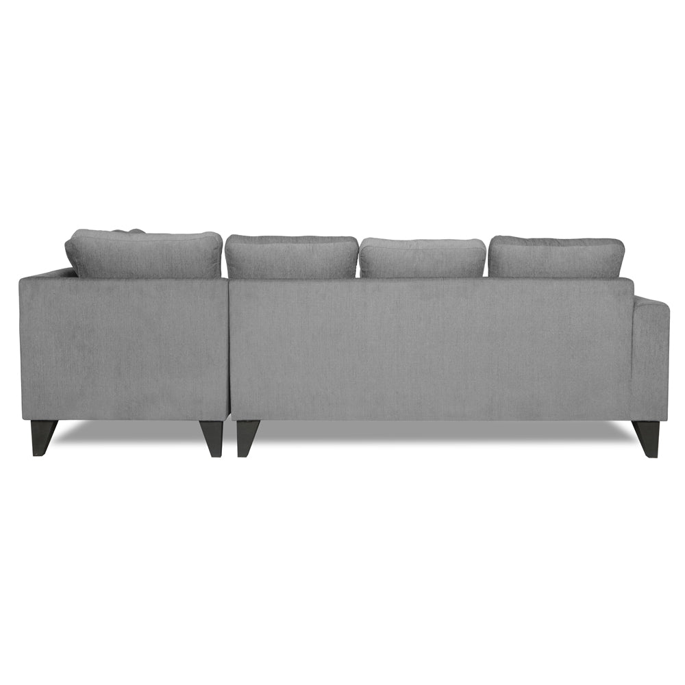 Adorn India Bryson L Shape 6 Seater Sofa Set Plain (Right Hand Side) (Grey) (3 Year Warranty)